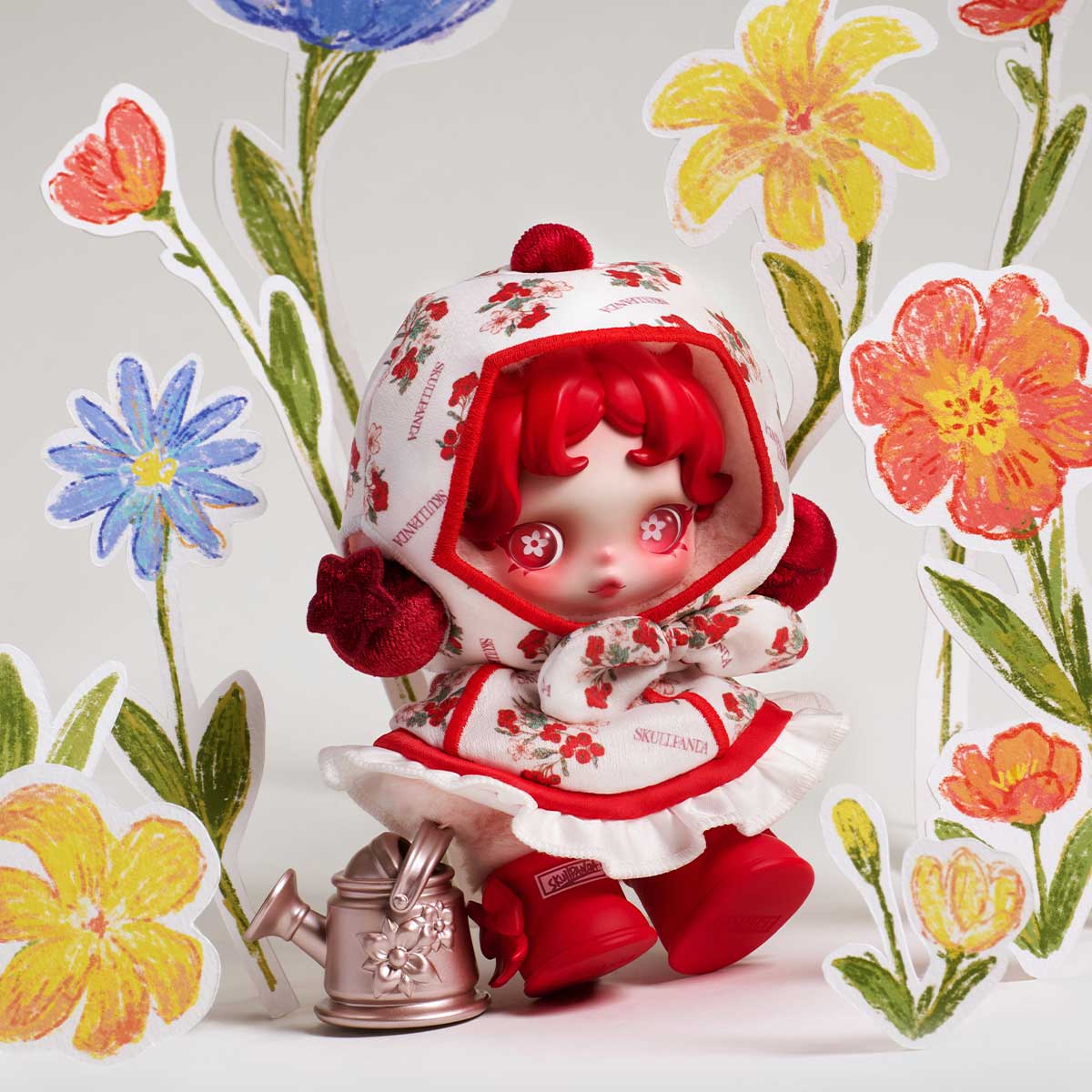 SKULLPANDA "Amid Flowers" Plush Pendant-zoom-1