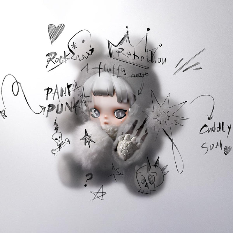 θ SKULLPANDA "Punk Panda" Plush Doll-zoom-