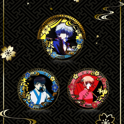 Gintama "Gilded Embossed" Can Badge-zoom-