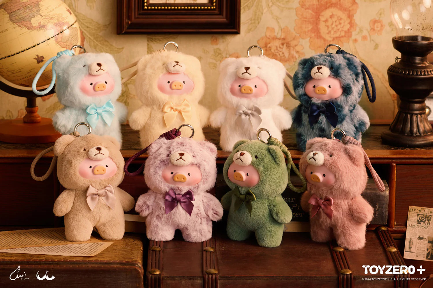 Lulu The Piggy Keychain"Vintage Teddy"